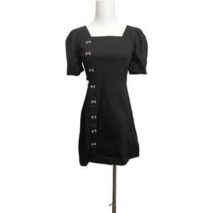 🦉🦉🦉 Black Square Neck Puff Sleeve Mini Dress by IEF